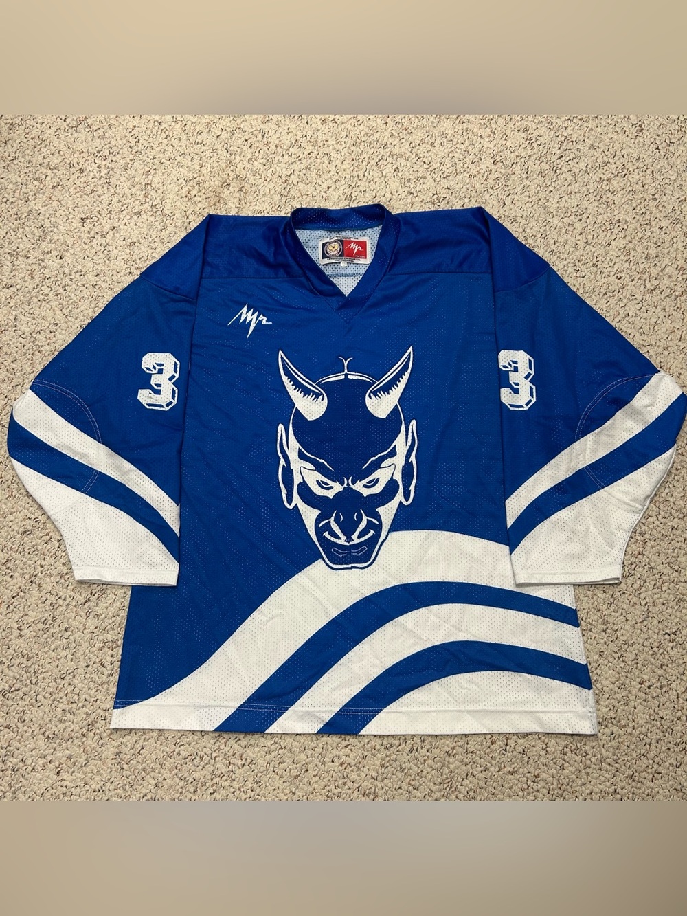 Vintage Russian Hockey Jersey Blue Devil Logo Practice Mesh Men’s Sz52 #33